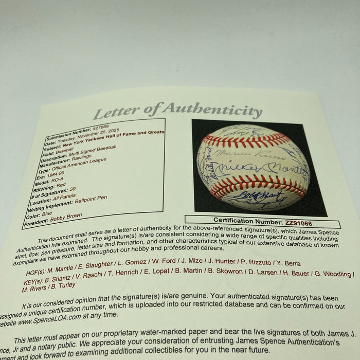 Mickey Mantle New York Yankees Hall Of Fame Legends Multi Signed Baseball JSA
