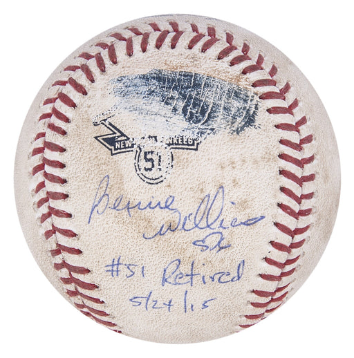 Bernie Williams Signed Bernie Williams Retirement Day Game Used Baseball Steiner