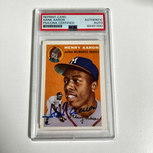 1954 Topps Hank Aaron Signed Autographed Rookie Rc RP Baseball Card PSA DNA COA