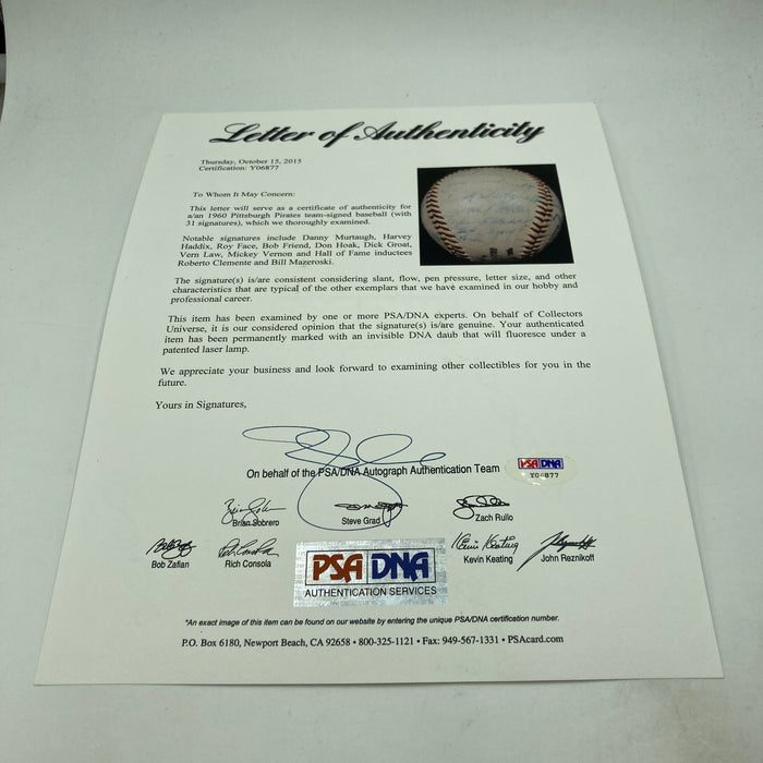 1960 Pittsburgh Pirates World Series Champs Team Signed Baseball PSA DNA COA