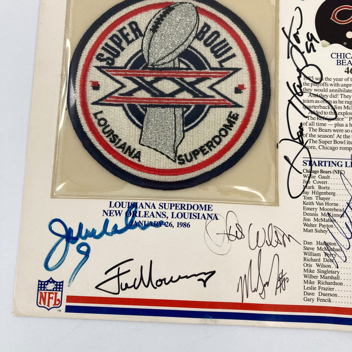 1985 Chicago Bears Super Bowl Champs Team Signed Patch Walter Payton PSA DNA COA