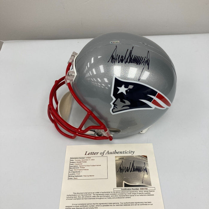 President Donald Trump Signed New England Patriots Full Size Helmet JSA COA