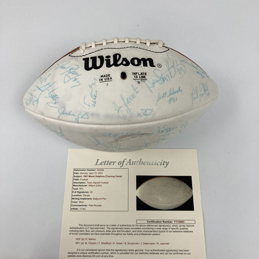 1987 Miami Dolphins Team Signed Wilson NFL Football 45 Sigs Dan Marino JSA COA