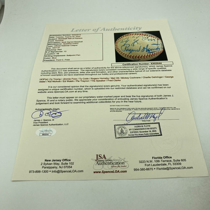 Kid Nichols Ty Cobb Jimmie Foxx Cy Young Tris Speaker HOF Signed Baseball PSA