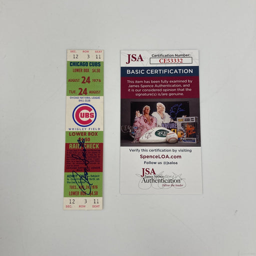 Ron Santo Signed 1976 Chicago Cubs Full Ticket JSA COA