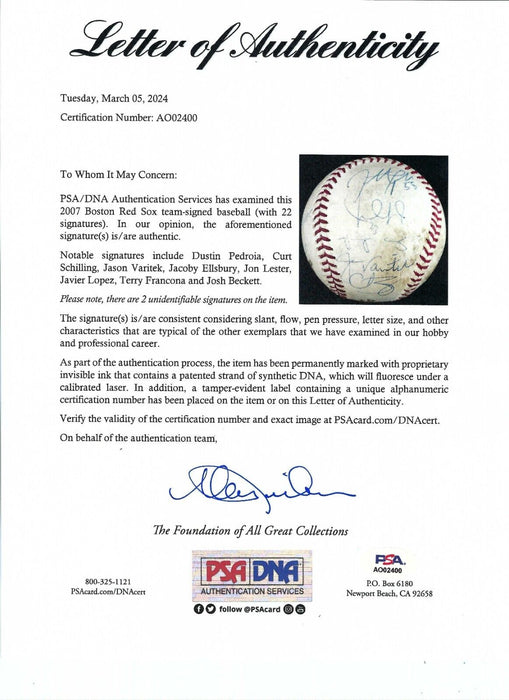 2007 Boston Red Sox W.S. Champs Team Signed Game Used World Series Baseball PSA