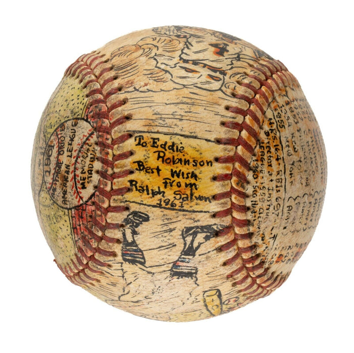 Beautiful Eddie Robinson Hand Painted George Sosnak Folk Art Signed Baseball