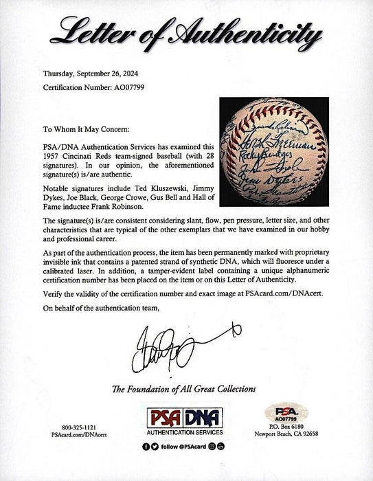 The Finest 1956 Cincinnati Reds Team Signed Baseball PSA DNA Frank Robinson