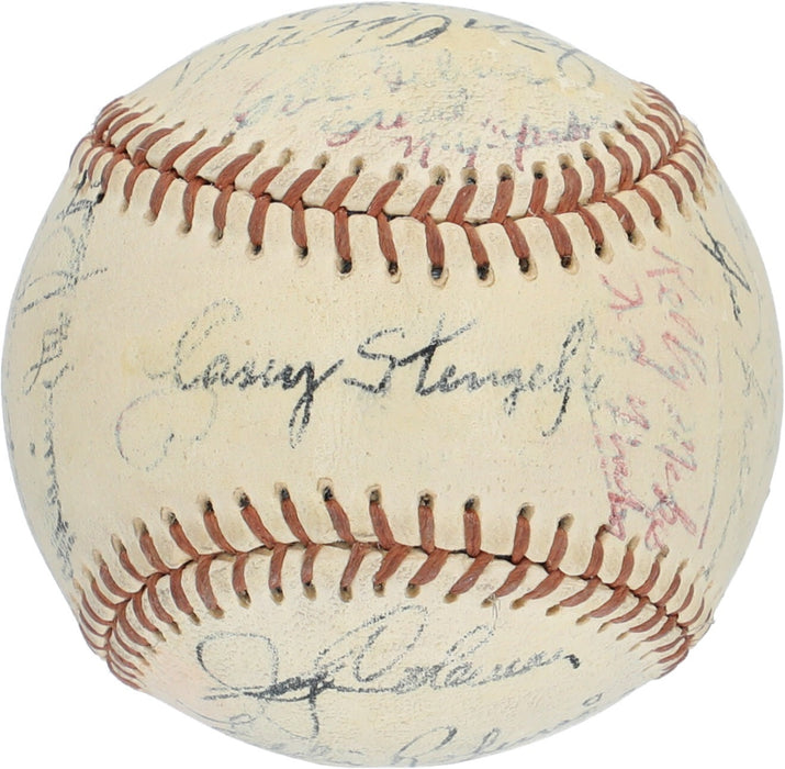 1956 New York Yankees World Series Champs Team Signed Baseball Mickey Mantle JSA