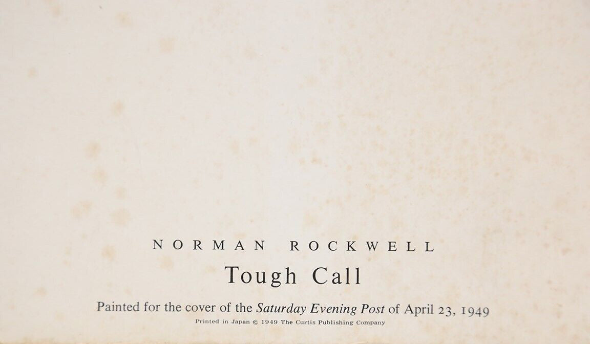 Norman Rockwell "Tough Call" Signed Baseball Lithograph Photo Beckett COA