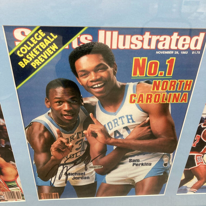 Michael Jordan (3) Signed First Sports Illustrated Covers Display PSA DNA & UDA