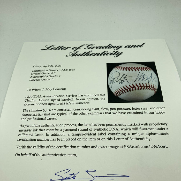 Charlton Heston Signed National League Baseball With PSA DNA COA