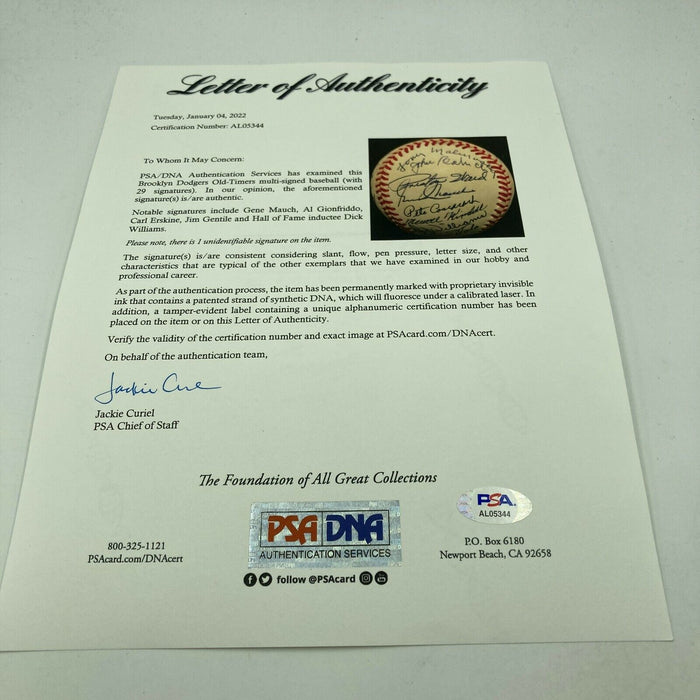 Brooklyn & Los Angeles Dodgers Legends Old Timers Day Signed Baseball PSA DNA