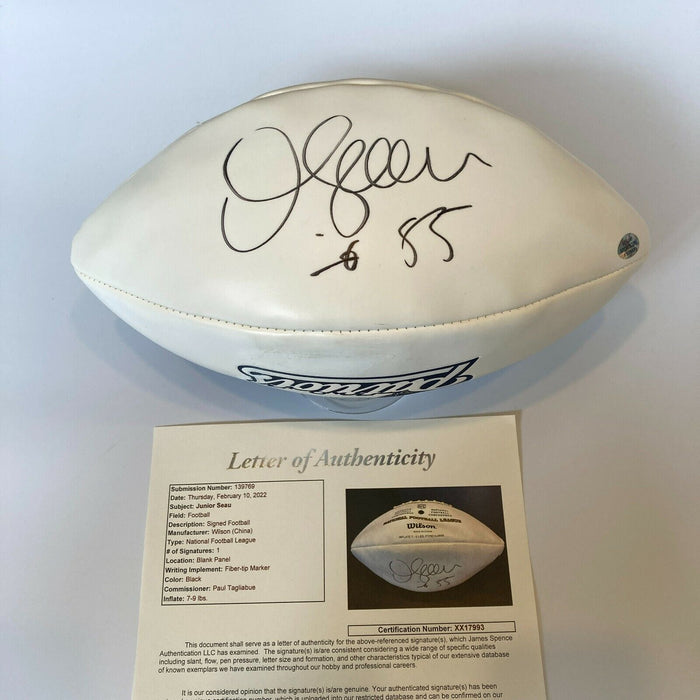 Junior Seau #55 Signed New England Patriots Team Signed NFL Football JSA COA