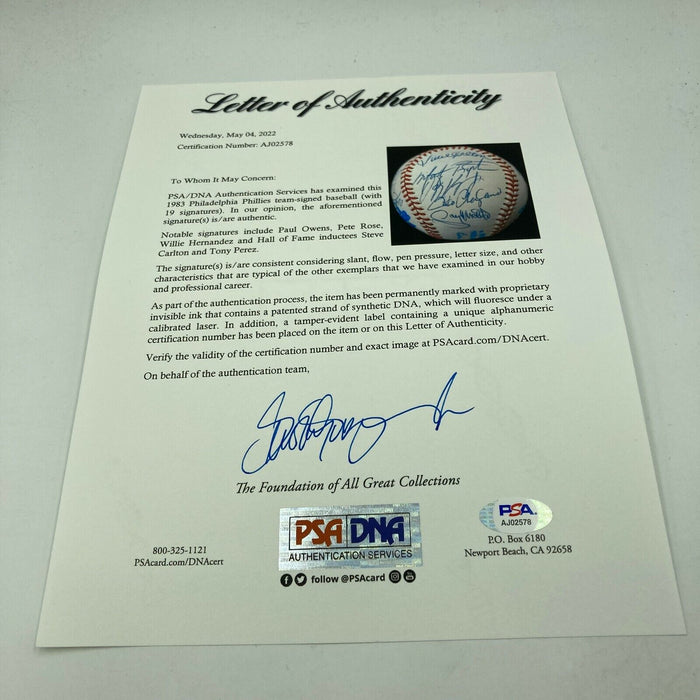 1983 Philadelphia Phillies NL Champs Team Signed World Series Baseball PSA DNA