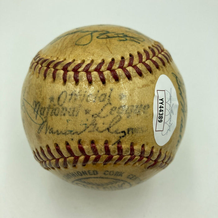 1955 Yankees Old Timers Day Signed Baseball Mickey Mantle Al Simmons JSA COA