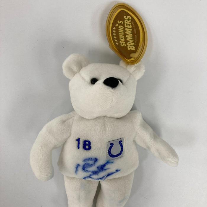 Salvino's Bammers #18 Peyton Manning Signed Indianapolis Colts Beanie Bear JSA