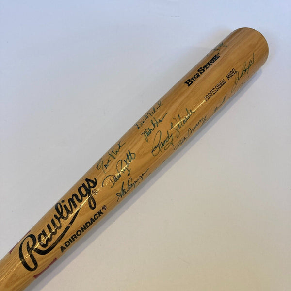 1990 New York Yankees Team Signed Baseball Bat Don Mattingly JSA COA