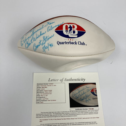 Bart Starr Signed The Quarterback Club Football JSA COA