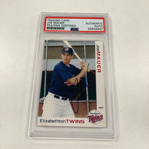 Joe Mauer Signed 2001 Grandstand Elizabethton Twins RC PSA DNA