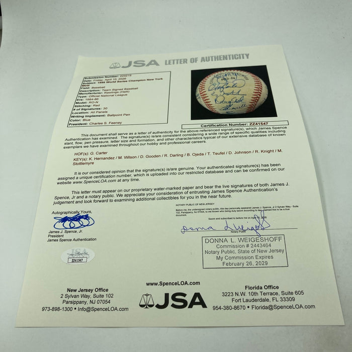 1986 New York Mets World Series Champs Team Signed Vintage NL Baseball JSA COA