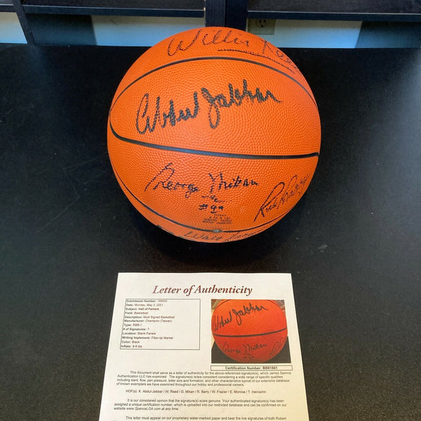 Kareem Abdul-Jabbar George Mikan NBA HOF Greats Signed Basketball With JSA COA