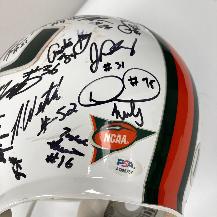 1998 Miami Hurricane Team Signed Game Issued Helmet 41 Sigs PSA DNA COA