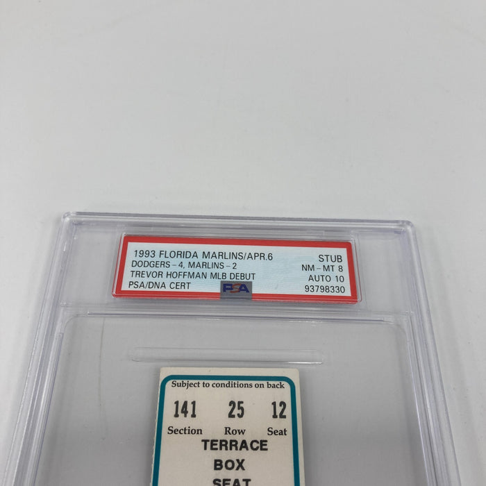 1993 Trevor Hoffman Signed MLB Debut Ticket PSA Auto 10 April 6, 1993