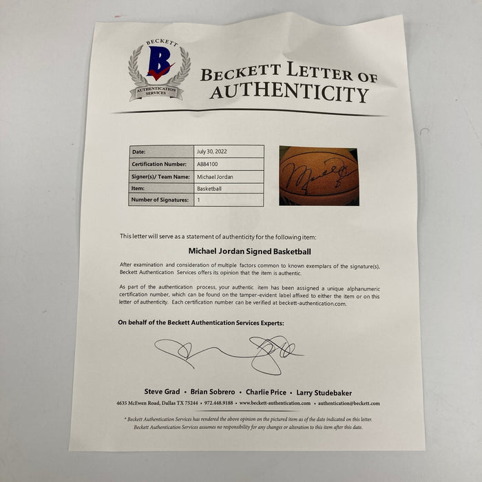Beautiful Michael Jordan Signed Basketball UDA Upper Deck & Beckett