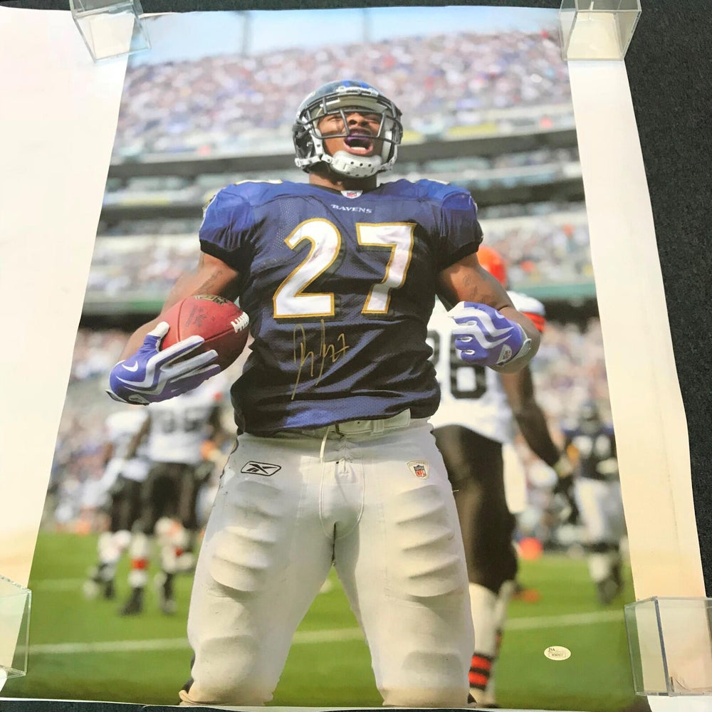 Huge Ray Rice Signed 24x36 Art Canvas Photo With JSA Sticker Baltimore Ravens