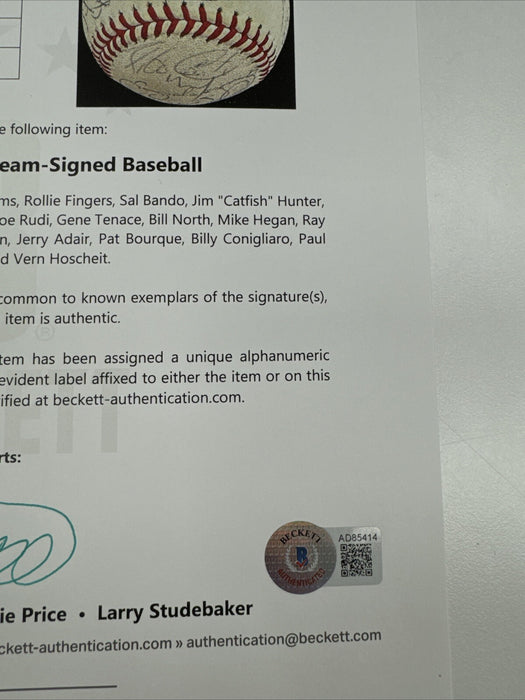 1973 Oakland A’s World Series Champs Team Signed Baseball JSA & Beckett COA