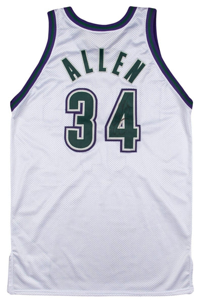 Ray Allen Game Used Team Issued Signed 1999 Milwaukee Bucks Jersey PSA & MEARS