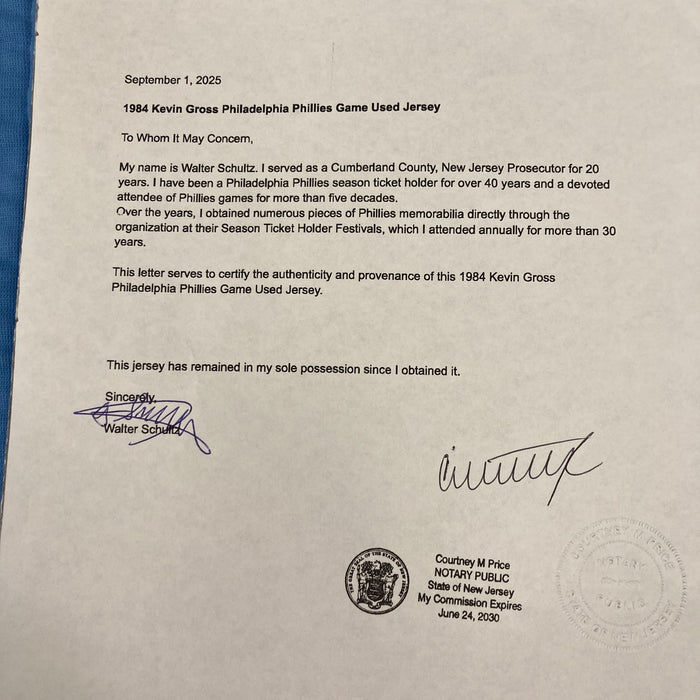 Kevin Gross 1984 Game Used Philadelphia Phillies Jersey MEARS A10 The Finest