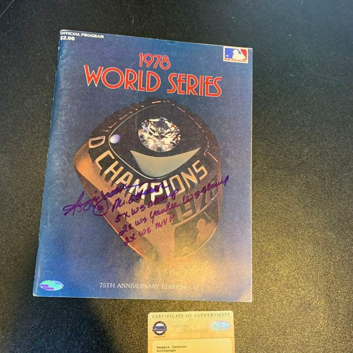 Reggie Jackson Signed Heavily Inscribed 1978 World Series Program Steiner COA