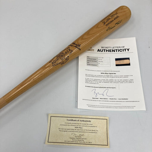 Willie Mays Signed Adirondack Game Model Baseball Bat Beckett COA