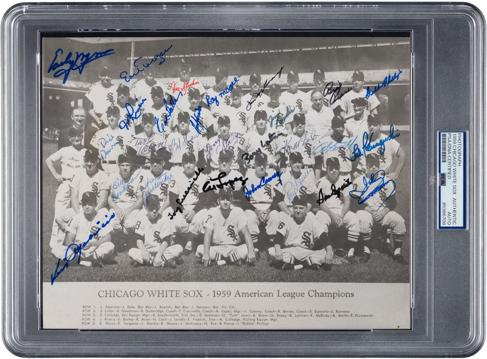 1959 Chicago White Sox AL Champs Team Signed 8x10 Photo PSA DNA