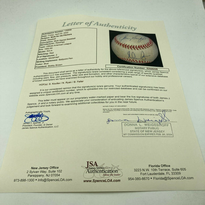 Sandy Koufax & Nolan Ryan Signed National League Baseball JSA COA
