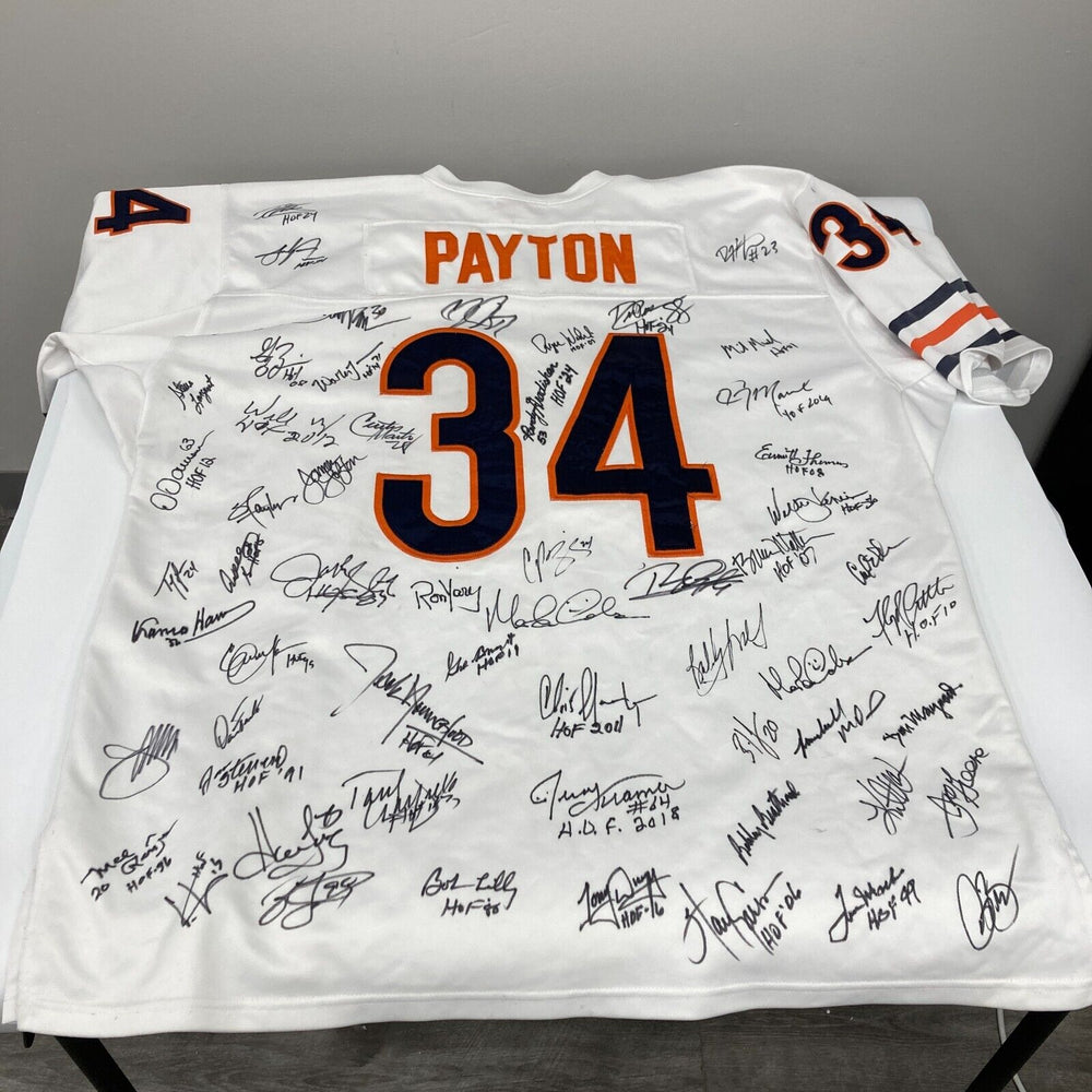 NFL Hall Of Fame Multi Signed Walter Payton Jersey With 40+ Signatures JSA COA