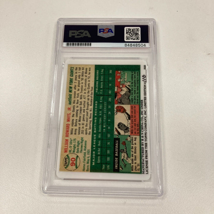 1954 Topps Willie Mays Signed Autographed Porcelain RC Baseball Card PSA DNA