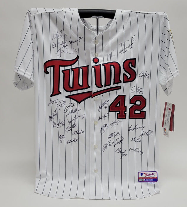 2012 Minnesota Twins Team Signed Jackie Robinson Day Jersey Joe Mauer MLB Holo
