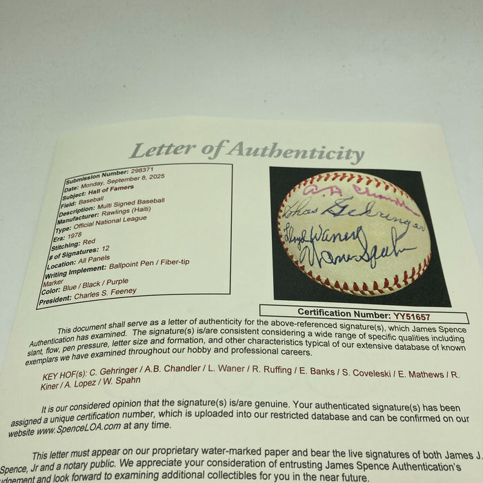 1970's HOF Multi Signed Baseball Red Ruffing Ernie Banks Earl Averill JSA