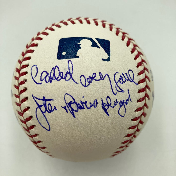 John Sterling Signed Heavily Inscribed STAT Baseball JSA COA RARE!