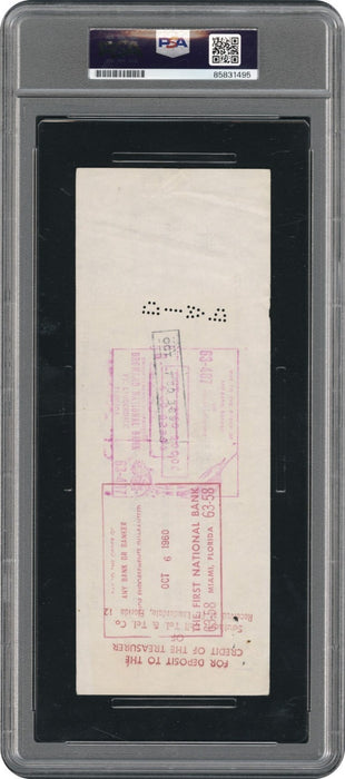 Rocky Marciano Signed 1960 Check Boxing Auto PSA DNA Certified