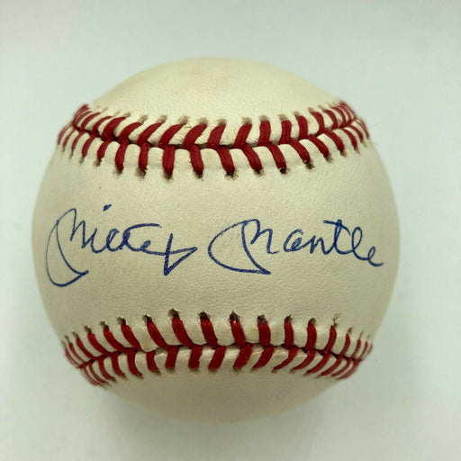 Beautiful Mickey Mantle Signed American League Baseball PSA DNA Graded MINT 9