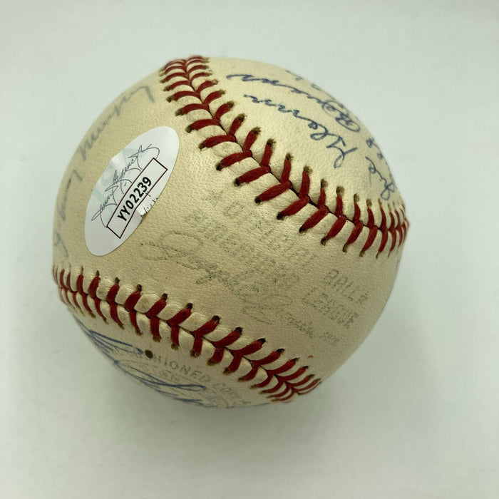 Joe Dimaggio 1968 Yankees Old Timers Day Multi Signed Baseball JSA COA