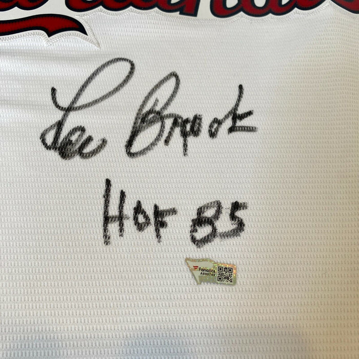 Lou Brock "HOF 1985" Signed Majestic St. Louis Cardinals Jersey Fanatics COA