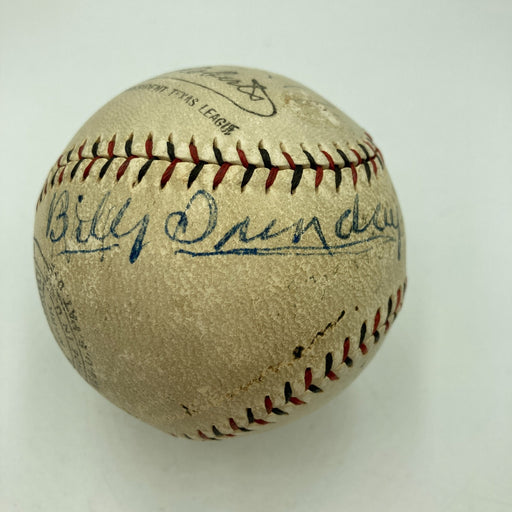 Rare Billy Sunday Signed 1925 American League Baseball Evangelist Beckett COA