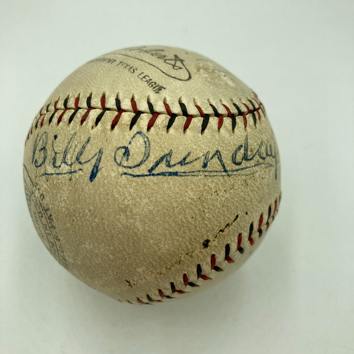 Rare Billy Sunday Signed 1925 American League Baseball Evangelist Beckett COA