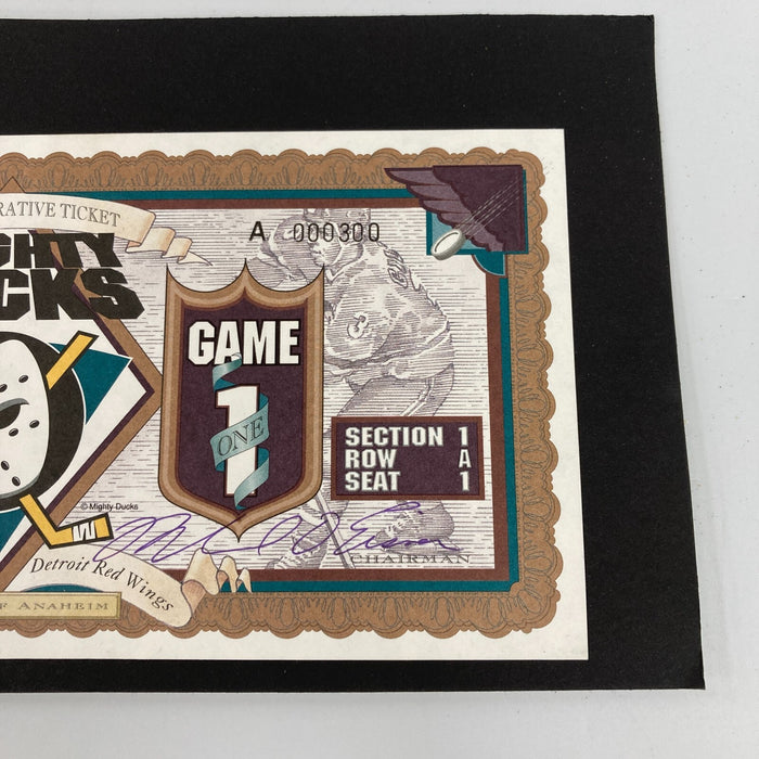 Michael Eisner & Tony Tavares Signed Anaheim Mighty Ducks Inaugural Game Ticket