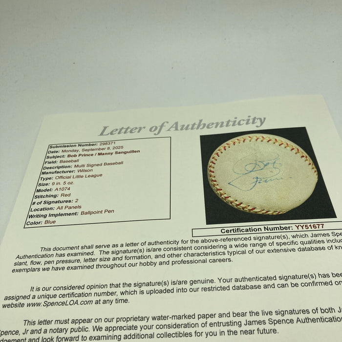 Bob Prince Signed Baseball Pittsburgh Pirates Hall Of Fame Broadcaster JSA COA